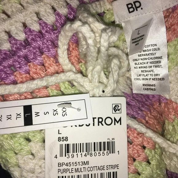 BP Women's Crochet Knit Halter Multi Color Tank Top Purple Large NWT - Picture 5 of 5